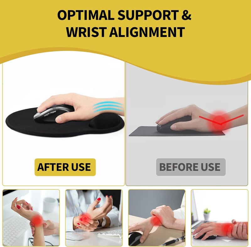 eulps Mouse Pad with Wrist Rest, Comfortable Computer Mousepad with Gel Wrist Support Smooth Surface and Non-Slip PU Base for Pain Relief, Laptop, Office & Home (Lemon) - Image 4